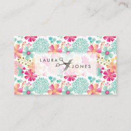 Tarjeta de cita de salón con estilo de pelo floral