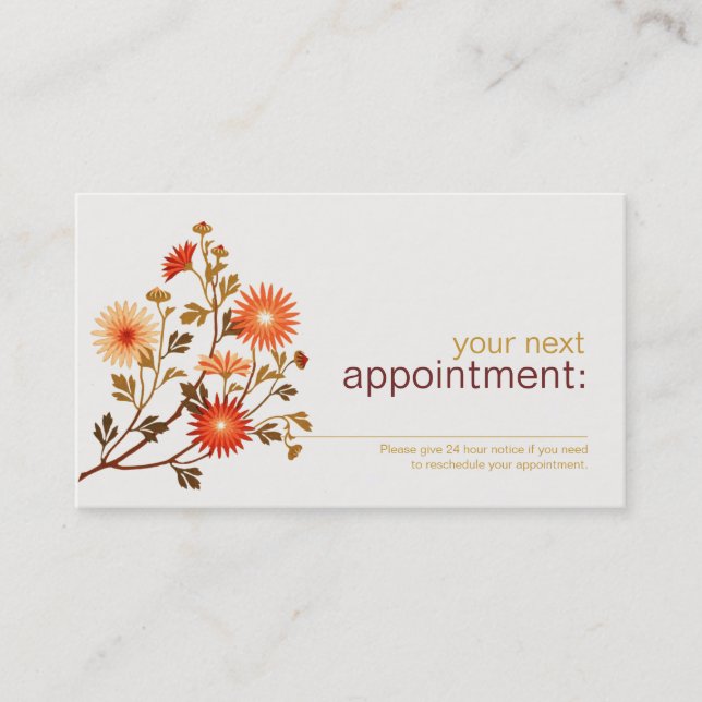 Tarjeta de cita de salón de belleza floral (Anverso)