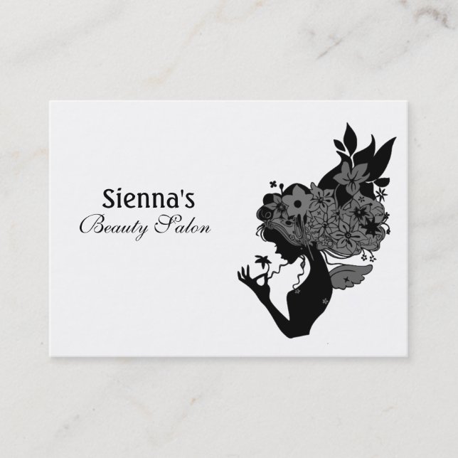 Tarjeta de cita de salón de belleza (negro) (Anverso)