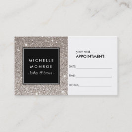 Tarjeta de cita de salón de Purpurina plateado