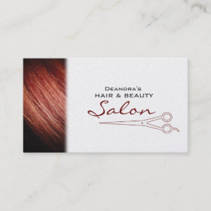 Tarjeta de cita de salón estilo rojo de pelo dorad