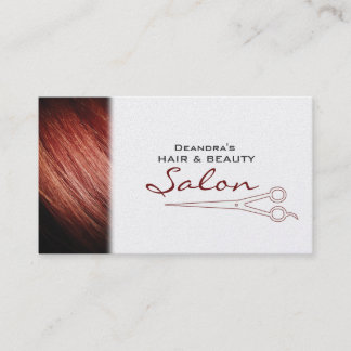 Tarjeta de cita de salón estilo rojo de pelo dorad
