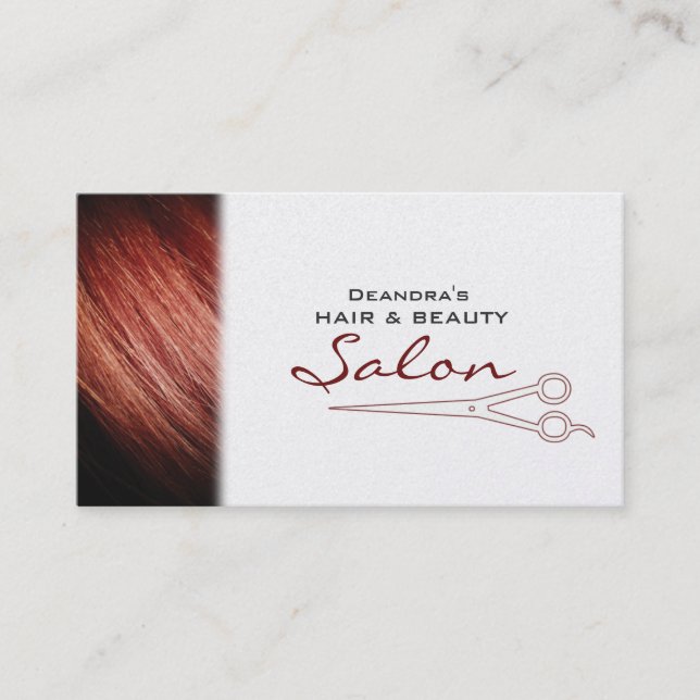 Tarjeta de cita de salón estilo rojo de pelo dorad (Anverso)
