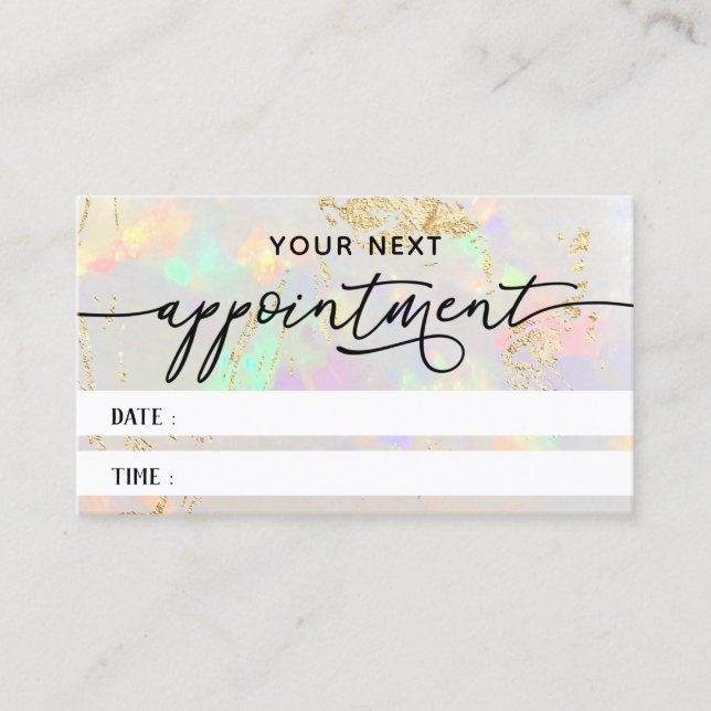 tarjeta de cita de textura opal blanca (Anverso)