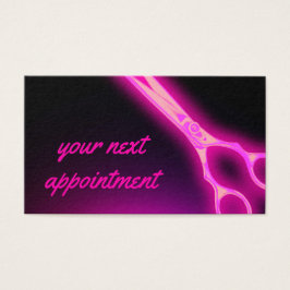 tarjeta de cita de tijeras rosadas de neón