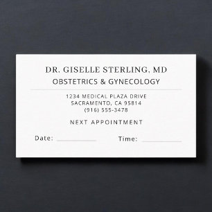 Tarjeta de cita del consultorio de médico OBGYN