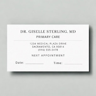 Tarjeta de cita del consultorio del médico de aten