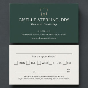 Tarjeta de cita del consultorio dental Tooth Green