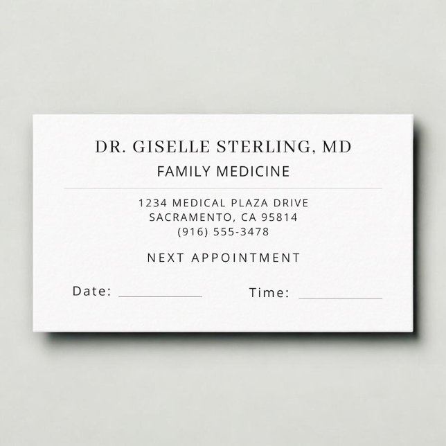 Tarjeta de cita del consultorio médico (Subido por el creador)