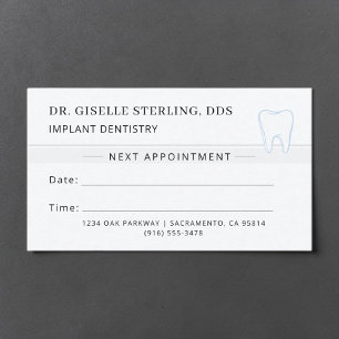 Tarjeta de cita del dentista de implantes dentales