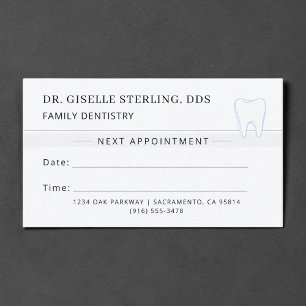 Tarjeta de cita del dentista de odontología famili