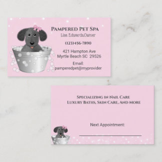 Tarjeta de cita del spa Pink Dog Grooming Dog