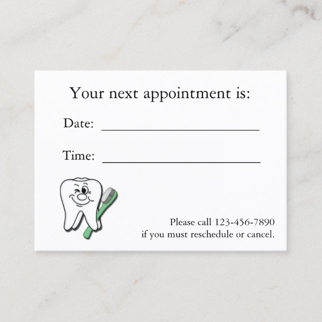 Tarjeta de cita dental (Anverso)