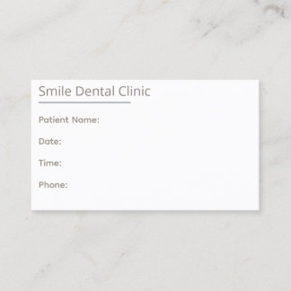 Tarjeta de cita dental beige en una línea