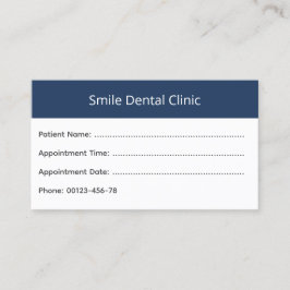 Tarjeta de cita dental con encabezado en negrita
