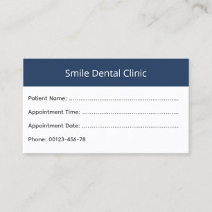 Tarjeta de cita dental con encabezado en negrita