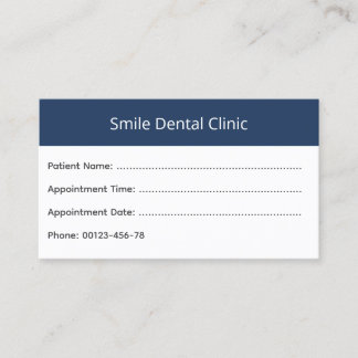 Tarjeta de cita dental con encabezado en negrita