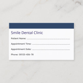 Tarjeta de cita dental corporativa azul oscuro