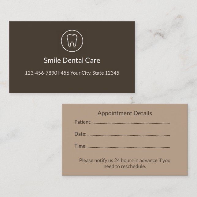 Tarjeta de cita dental de lujo | Recordatorio de c (Anverso / Reverso)