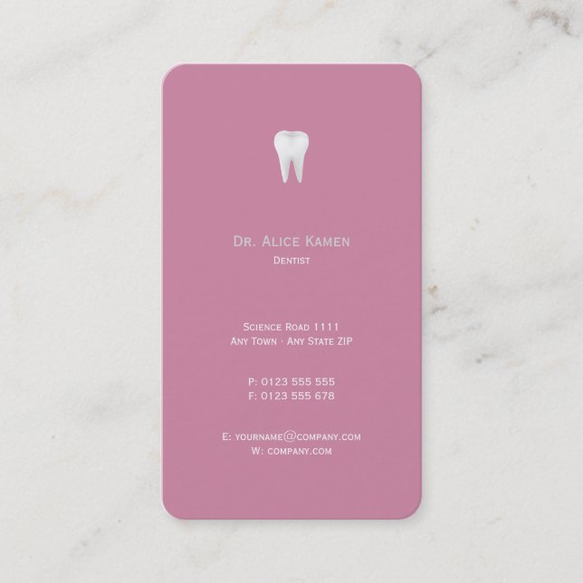 Tarjeta de cita dental | Dentista rosa (Anverso)