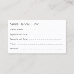 Tarjeta de cita dental gris minimalista