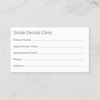 Tarjeta de cita dental gris minimalista