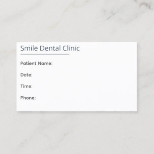 Tarjeta de Cita Dental Mínima en una Línea
