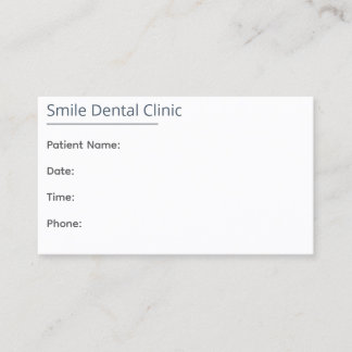 Tarjeta de Cita Dental Mínima en una Línea