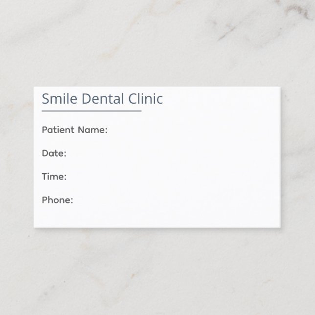 Tarjeta de Cita Dental Mínima en una Línea (Anverso)