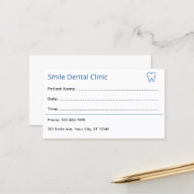 Tarjeta de cita dental profesional
