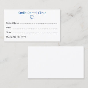Tarjeta de Cita Dental Simple con Icono de Diente
