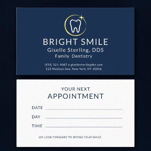 Tarjeta de cita dental Simple Dentista Azul Marino
