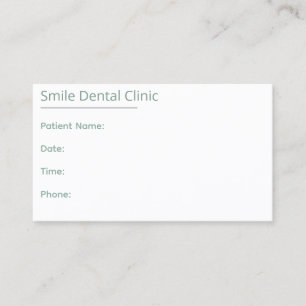 Tarjeta de cita dental verde sabio en una línea