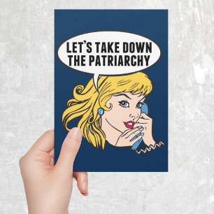 Tarjeta de cita divertida feminista de arte pop co