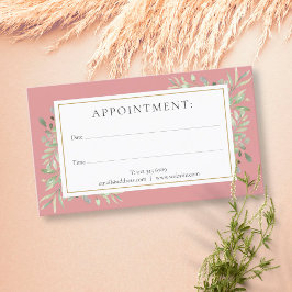 Tarjeta de cita Dusty Rosa Gold Greenery
