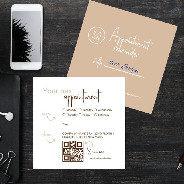 Tarjeta de cita elegante moderna con código QR (Subido por el creador)