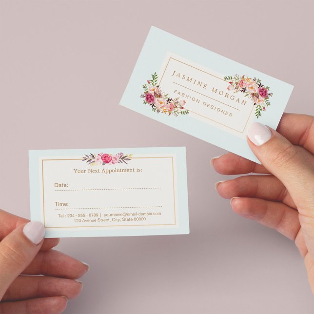 Tarjeta de cita Elegante Pastel acuarela Floral (Subido por el creador)