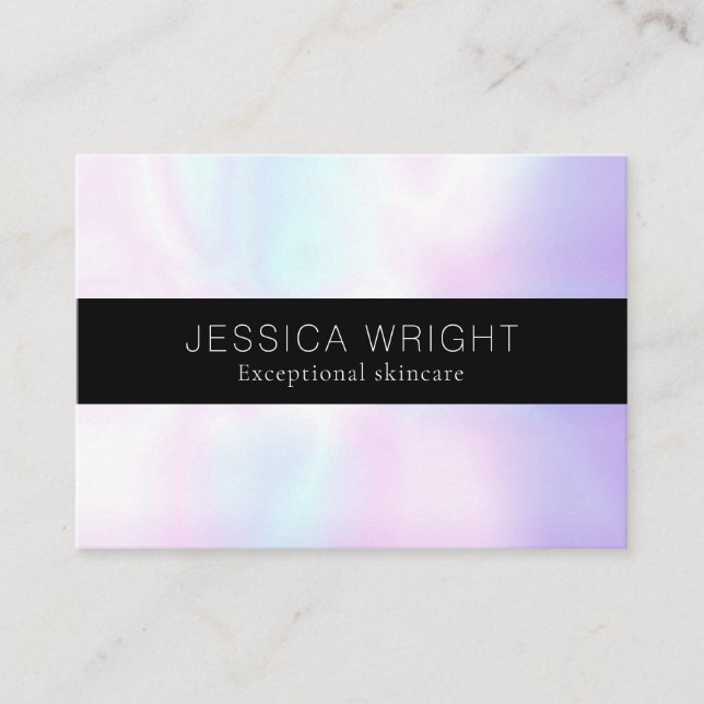 Tarjeta de cita elegante simple iridiscente (Anverso)