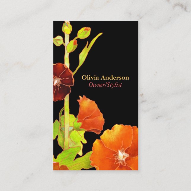 Tarjeta de cita estilo Hollyhocks Hair Designer (Anverso)