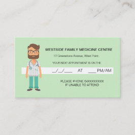 Tarjeta de cita familiar amigable Médica verde