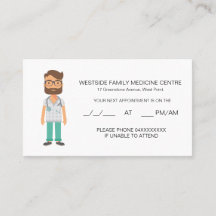 Tarjeta de cita familiar amigable para Médicas