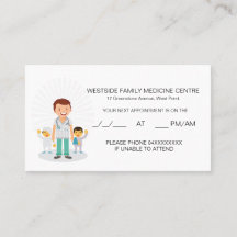 Tarjeta de cita familiar amigable para Médicas y n