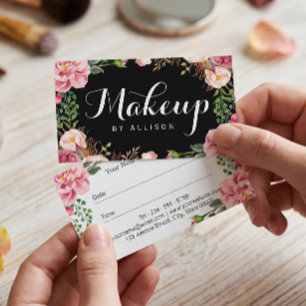 Tarjeta de Cita Floral de Maquillaje de Salón de B
