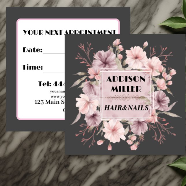 Tarjeta de cita floral, moderna, salón de belleza (Subido por el creador)