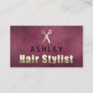 Tarjeta de cita Hair Stylist Salon Beet Gold