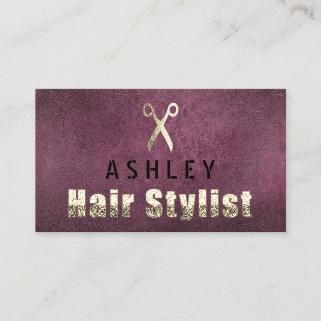 Tarjeta de cita Hair Stylist Salon Beet Gold (Anverso)