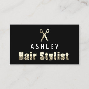 Tarjeta de cita Hair Stylist Salon Black Gold