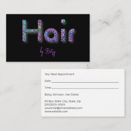 Tarjeta de cita Holográfica Hair Stylist Purpurina