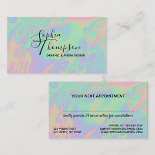 Tarjeta de cita holográfica moderna para pastel