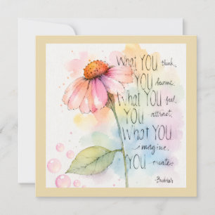 Tarjeta de cita inspiradora de acuarela de flores
